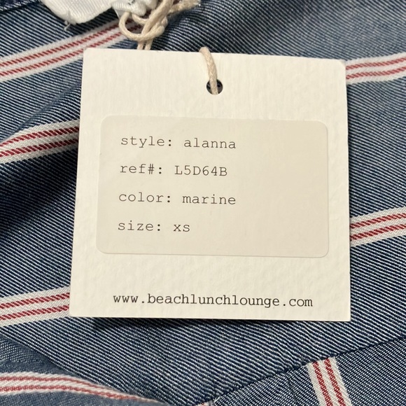 NWT beachlunchlounge Striped Button Down Shirt Size XS - Picture 5 of 6